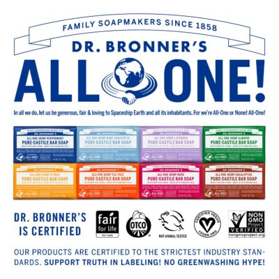 Dr. Bronner's - Pure-Castile Bar Soap (Citrus, 5 ounce, 2-Pack) - Made with Organic Oils, For Face, Body and Hair, Gentle and Moisturizing, Biodegradable, Vegan, Cruelty-free, Non-GMO - Image 6