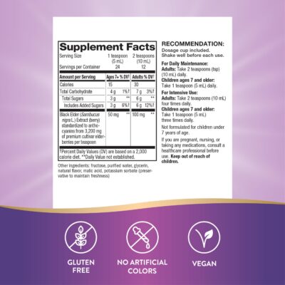 Nature?s Way Sambucus Elderberry Traditional Immune Syrup, Highly Concentrated Black Elderberry Extract, Traditional Immune Support*, Delicious Berry Flavored, 4 Fl Oz (Packaging May Vary) - Image 5