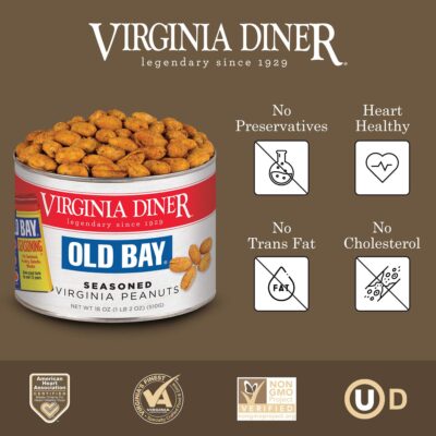 Virginia Diner - Gourmet Old Bay Seasoned Virginia Peanuts, 18 Ounce Tin - Image 3