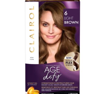 Clairol Age Defy Permanent Hair Dye, 6 Light Brown Hair Color, Pack of 1