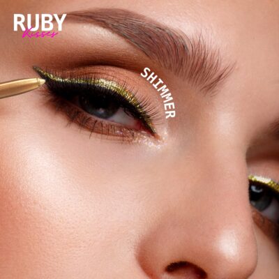 Ruby Kisses Pencil Eyeliner, Retractable Eyeliner, Waterproof, Smudge-Proof Eye Makeup, High Pigmented, 24H Long Lasting Eyepencil (Metallic Gold) - Image 5