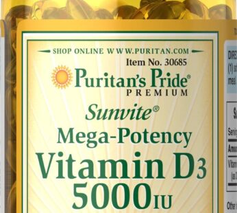 Puritan’s Pride Vitamin D3 5,000 IU Bolsters Immunity for Immune System Support and Healthy Bones and Teeth Softgels, Packaging May Vary, Unflavored, 200 Count