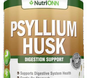 NutriONN PSYLLIUM HUSK CAPSULES – 1450mg Per Serving – 240 Capsules – Double Strength – Premium Psyllium Fiber Supplement – Great for Digestion and Regularity – 100% Natural Soluble Fiber