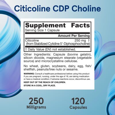 Jarrow Formulas CDP Choline Capsules, 250 mg Dietary Supplement for Memory and Brain Health, 120 Veggie Capsules, 60-120 Day Supply - Image 5