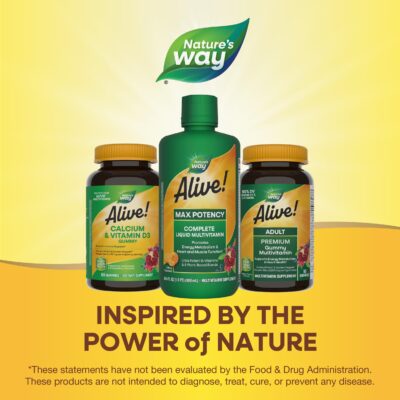 Nature's Way Alive! Max Potency Complete Liquid Multivitamin for Women and Men, Antioxidants Beta Carotene, Vitamins C & E, and Food-Based Blends, Citrus Flavored, 30.4 Fl Oz (Packaging May Vary) - Image 7
