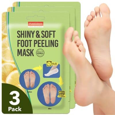 Purederm Shiny & Soft Foot Peeling Mask (3 pack) - For smooth and moist baby skin with Exfoliating peel off Calluses, Dry Skin, Cracked Heels - Men and Women