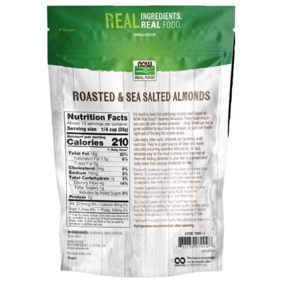 NOW Foods, Almonds, Roasted with Sea Salt, Source of Protein, Fiber and Healthy Fatty Acids, Grown in the USA, Certified Non-GMO, 1-Pound (Packaging May Vary) - Image 2
