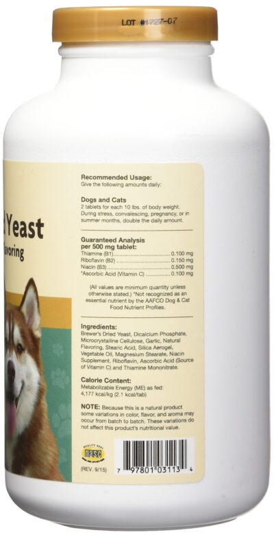 NaturVet Brewers Dried Yeast Formula with Garlic Flavoring Plus Vitamins for Dogs and Cats, Chewable Tablets, Made in The USA with Globally Source Ingredients 1000 Count - Image 3