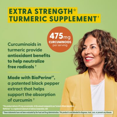 MegaFood Turmeric Curcumin Extra Strength - Whole Body - Turmeric Curcumin with Black Pepper - 475mg Curcuminoids - with Holy Basil, Tart Cherry - Made Without 9 Food Allergens - 90 Tabs (45 Servings) - Image 4