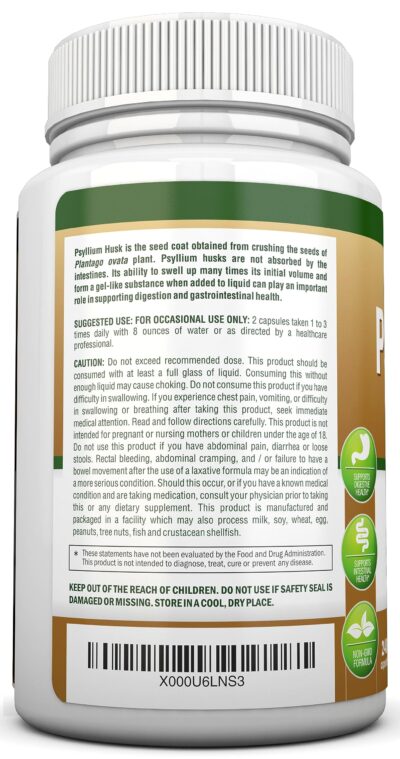 NutriONN PSYLLIUM HUSK CAPSULES - 1450mg Per Serving - 240 Capsules - Double Strength - Premium Psyllium Fiber Supplement - Great for Digestion and Regularity - 100% Natural Soluble Fiber - Image 7