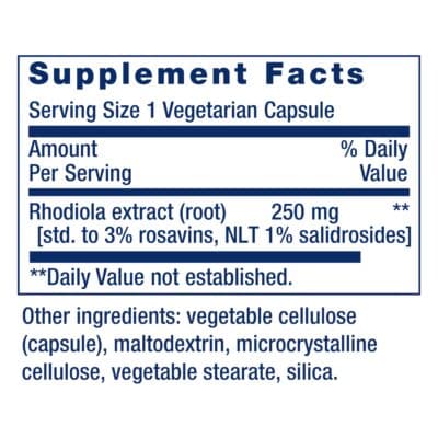 Life Extension Rhodiola Extract, Rhodiola rosea Supplement, standardized Extract, Promotes Physical and Mental Performance, Gluten-Free, Non-GMO, Vegetarian, 250 mg, 60 Capsules - Image 2