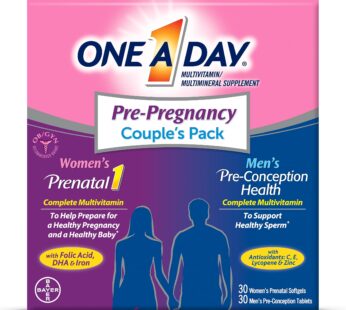 One A Day Men’s & Women’s Pre-Pregnancy Multivitamin Softgel including Vitamins A, Vitamin C, Vitamin D, B6, B12, Folic Acid & more, 30+30 Count, Supplement for Before, During, and Postnatal