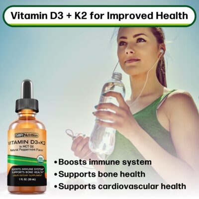 MAX Absorption, Vitamin D3 + K2 (MK-7) Liquid Drops with MCT Oil, Peppermint Flavor, Helps Support Strong Bones and Healthy Heart - Image 5