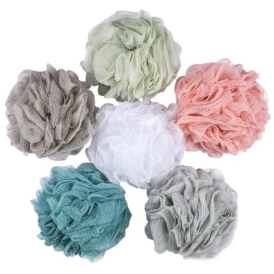 BTYMS 6 Pcs Shower Pouf 60g Bath Loofah Shower Sponge Loofahs Exfoliating Mesh Puff Body Wash Sponge