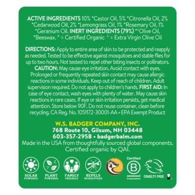 Badger Bug Repellent Stick, Organic Deet Free Mosquito Repellent with Citronella & Lemongrass, Easy to Use Travel Size, Natural Insect Repellent for Kids and Adults, 0.6 oz - Image 3