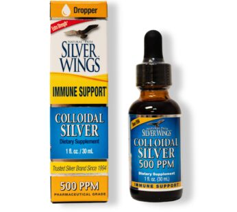 Natural Path Silver Wings Colloidal Silver 500PPM, Amber Brown Liquid Immune Support, 1 Fl Oz (Pack of 1)