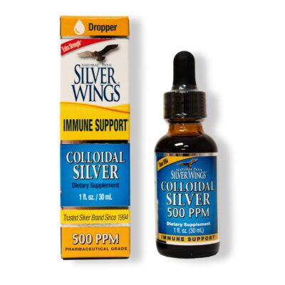 Natural Path Silver Wings Colloidal Silver 500PPM, Amber Brown Liquid Immune Support, 1 Fl Oz (Pack of 1)