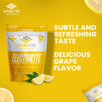 Vitalyte Electrolyte Powder Drink Mix, Isotonic Electrolyte Hydration Mix, Gluten Free Post Workout Powder Mix, Pack of 1, 35 oz., Lemon Flavor - Image 8