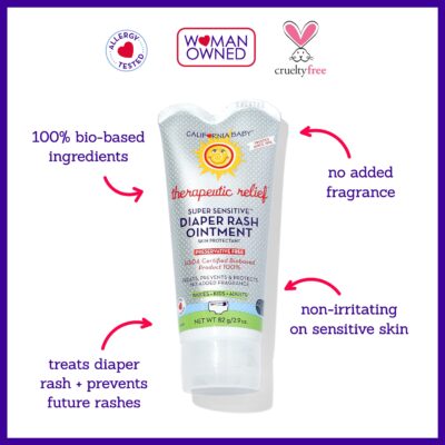 California Baby Super Sensitive Unscented Diaper Rash Cream | Zinc Oxide Ointment | 100% Bio-Based | Fragrance Free | Hypoallergenic | Soothing Diaper Rash Cream For Baby | 82 g / 2.9 oz - Image 3