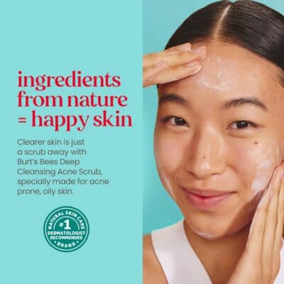 Burt?s Bees Clear and Balanced Deep Cleansing Acne Scrub, Salicylic Acid Acne Treatment with Cica, Facial Cream Exfoliator Helps Unclog Pores and Reduce Acne, 4 Oz - Image 5