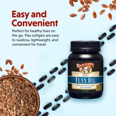 Barlean's Lignan Flaxseed Oil Softgels, Cold-Pressed Flax Seed Supplement with 1,550 mg ALA Omega-3 Fatty Acids for Joint & Heart Health, 1000mg, 100 ct - Image 4