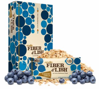 NuGo Fiber d’Lish Blueberry Cobbler, 12g High Fiber, Vegan, 150 Calories, 1.6 Ounce (Pack of 16)