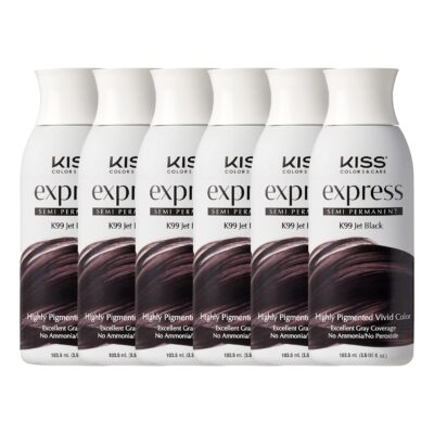 Kiss Express Semi-Permanent Hair Color 100mL (3.5 US fl.oz) (6 Count, Jet Black)