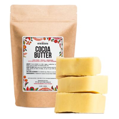 Better Shea Butter Raw Cocoa Butter - Unrefined, 100% Pure, Food Grade - Use for Cocoa Lip Balm, Stretch Marks Cream, Cacao Butter Cream, Scars Oil, Whipped Lotion - Skin & Hair Moisturizer 1LB Block