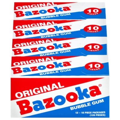 Bazooka Bubble Gum Individually Wrapped Pink Chewing Gum in Original Flavor - 10 Piece Wallet Packs (Pack of 12) - Fun Old Fashioned Candy for Kids - Image 7