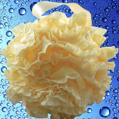 Loofah-Bath-Sponge Lace-Mesh-Set >> 2-Scrubs-in-1 by Shower Bouquet: Large Full 60g Pouf (4 Pack Spa Colors) Body Luffa Loofa Loufa Puff - Exfoliate, Cleanse Skin with Luxurious Bathing Accessories - Image 6