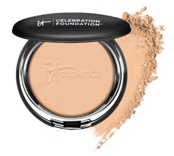 IT Cosmetics Celebration Foundation, Medium Tan (W) – Full-Coverage, Anti-Aging Powder Foundation – Blurs Pores, Wrinkles & Imperfections – With Hydrolyzed Collagen & Hyaluronic Acid – 0.3 oz Compact