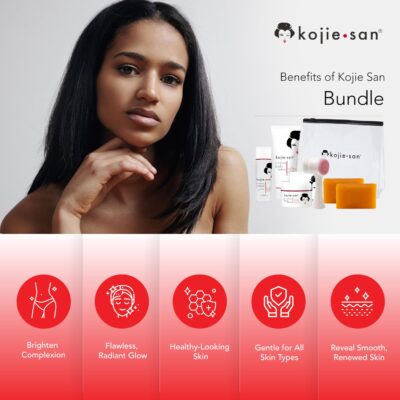 Kojie San Face & Body Complete Brightening Mini Set - 65 Gram x 2 Bars Soap, Body Lotion, Face Cream, and Facial Cleansing Brush - Image 2