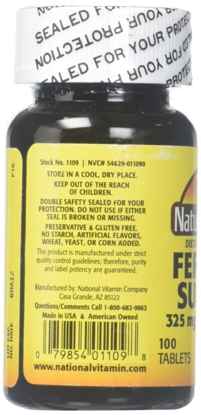 Nature's Blend Iron Ferrous Sulfate 325mg BPK, Assorted, tablets, 100 Count - Image 2