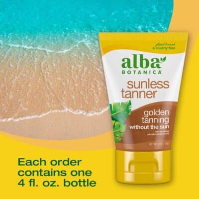 Alba Botanica Sunless Tanner, Self-Tanning Lotion for Face and Body, Golden Tanning without the Sun, Non-Streaking and Natural Looking Self-Tanner, 4 oz. Tube - Image 4