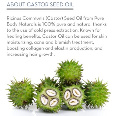 Pure Body Naturals Castor Oil for Eyelashes and Eyebrows - Brow and Lash Growth Serum - Organic Hexane Free Cold Pressed Unrefined - 1 fl oz - Image 4