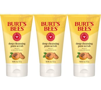 Burt’s Bees Deep Cleansing Pore Scrub with Peach and Willow Bark, 4 Ounces, Pack of 3