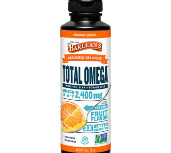 Barlean’s Total Omega 3 6 9 Orange Cr?me Liquid Fish Oil Supplement with Borage and Flaxseed Oil, 2,400 mg of Omegas EPA and DHA Plus GLA for Joint and Heart Health, 8 oz