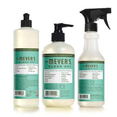 MRS. MEYER'S CLEAN DAY Kitchen Essentials Set, Includes: Hand Soap, Dish Soap, and All Purpose Cleaner, Basil, 3 Count Pack - Image 2