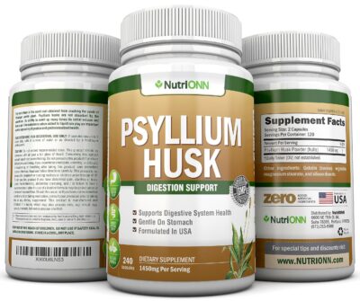 NutriONN PSYLLIUM HUSK CAPSULES - 1450mg Per Serving - 240 Capsules - Double Strength - Premium Psyllium Fiber Supplement - Great for Digestion and Regularity - 100% Natural Soluble Fiber - Image 6