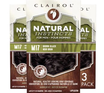 Clairol Natural Instincts Semi-Permanent Hair Dye for Men, M17 Brown Black Hair Color, Pack of 3