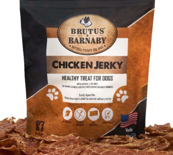 BRUTUS & BARNABY Chicken Jerky Dog Treats- Dehydrated Crunchy USA Premium Fillets, Grain-Free, Preservative-Free, No Fillers. All Natural Chicken Strips are Great for Dogs and Cats (10oz)