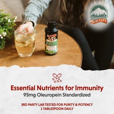 Barlean's Peppermint Olive Leaf Complex Liquid Immune Support Supplement with 95mg Oleuropein Antioxidants for Seasonal Wellness, Heart Health, & Immune System Booster, 16 Ounce - Image 5