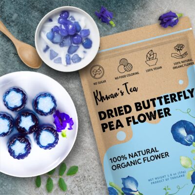 KHWAN'S TEA Dried Butterfly Pea Flowers Blue Tea Flower Herbal Tea Organic, Caffeine Free, Vegan Plant Based, Sourced from Thailand, 1.8oz - Image 6