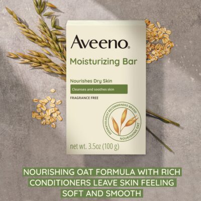 Aveeno Gentle Moisturizing Face Cleansing Bar, Daily Facial Cleanser Bar with Nourishing Oat for Dry Skin, Gently Cleanses & Soothes Skin, Non-Comedogenic & Fragrance-Free, 3.5 oz (Pack Of 8) - Image 3