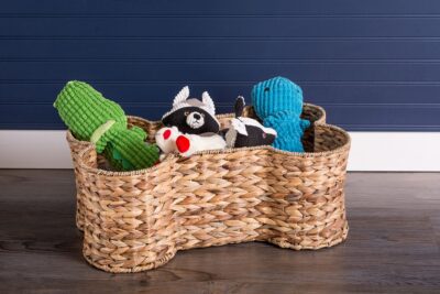 Bone Dry Pet Storage Collection Bone Shape Hyacinth Toy Basket, Natural, Medium - Image 7