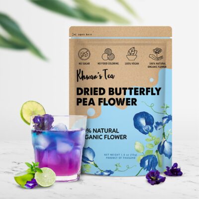 KHWAN'S TEA Dried Butterfly Pea Flowers Blue Tea Flower Herbal Tea Organic, Caffeine Free, Vegan Plant Based, Sourced from Thailand, 1.8oz - Image 2