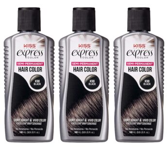 Kiss Express Semi-Permanent Hair Color 100mL (3.5 US fl.oz) (3 Count, Black)