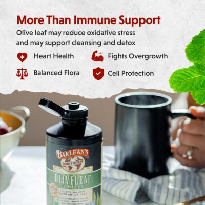 Barlean's Peppermint Olive Leaf Complex Liquid Immune Support Supplement with 95mg Oleuropein Antioxidants for Seasonal Wellness, Heart Health, & Immune System Booster, 16 Ounce - Image 4