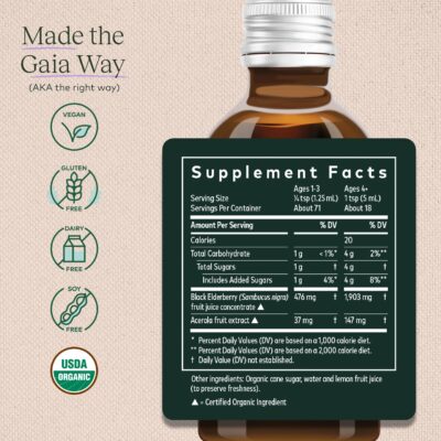 Gaia Herbs Black Elderberry(Sambucus Nigra) Syrup-Immune Support Supplement-Made with Organic Black Elderberries for Immune System Support-USDA Certified Organic Formula-3 Fl Oz (18-Day Supply) - Image 2