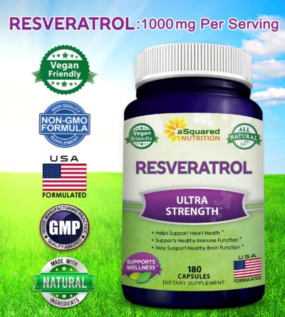 100% Natural Resveratrol - 1000mg Per Serving Max Strength (180 Capsules) Antioxidant Supplement, Trans-Resveratrol Pills for Heart Health & Pure, Trans Resveratrol & Polyphenols - Image 4